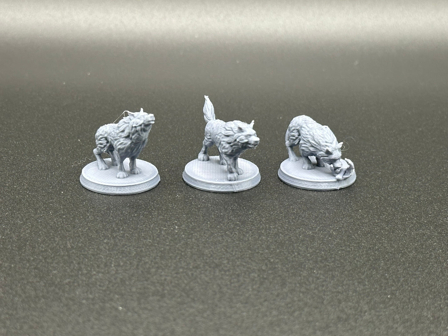 Wolf Pack Miniature Set – Three Dynamic Figures for Tabletop RPGs