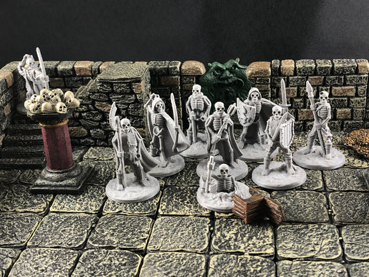 Skeleton Horde Miniatures | Set of 9 - 28mm D&D Monsters - Tabletop RPG Miniature