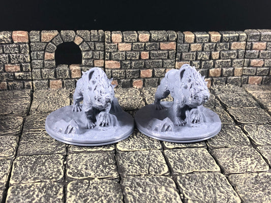 Set of 2 Battle Cats - 28mm Scale Miniatures for Tabletop RPGs