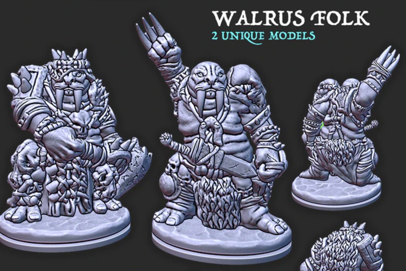 Walrus Folk - 28mm D&D Miniature