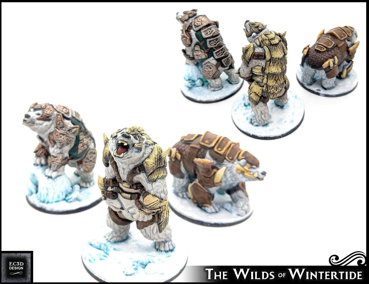 Set of 3 Battle Bears - 28mm Scale Miniatures for Tabletop RPGs