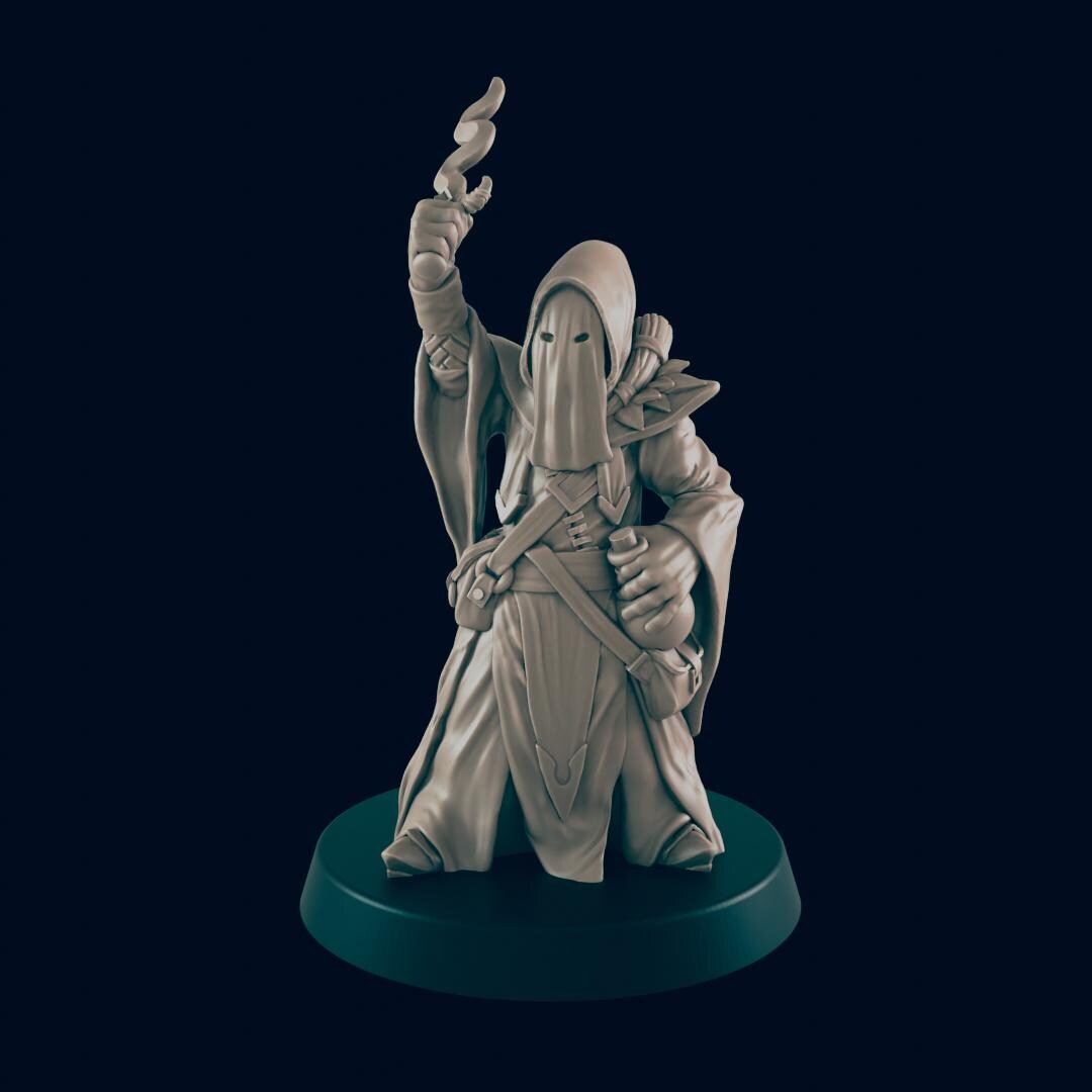 Cultist Miniatures | Set of 5 - 28mm Scale for Dungeons & Dragons, Pathfinder, and Tabletop RPGs, Hooded Cultists, Demon Cult